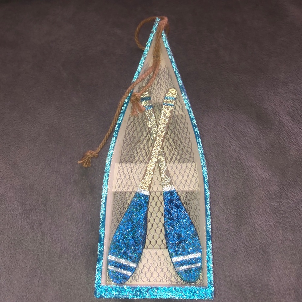 WOODEN ROW BOAT WALL DECOR